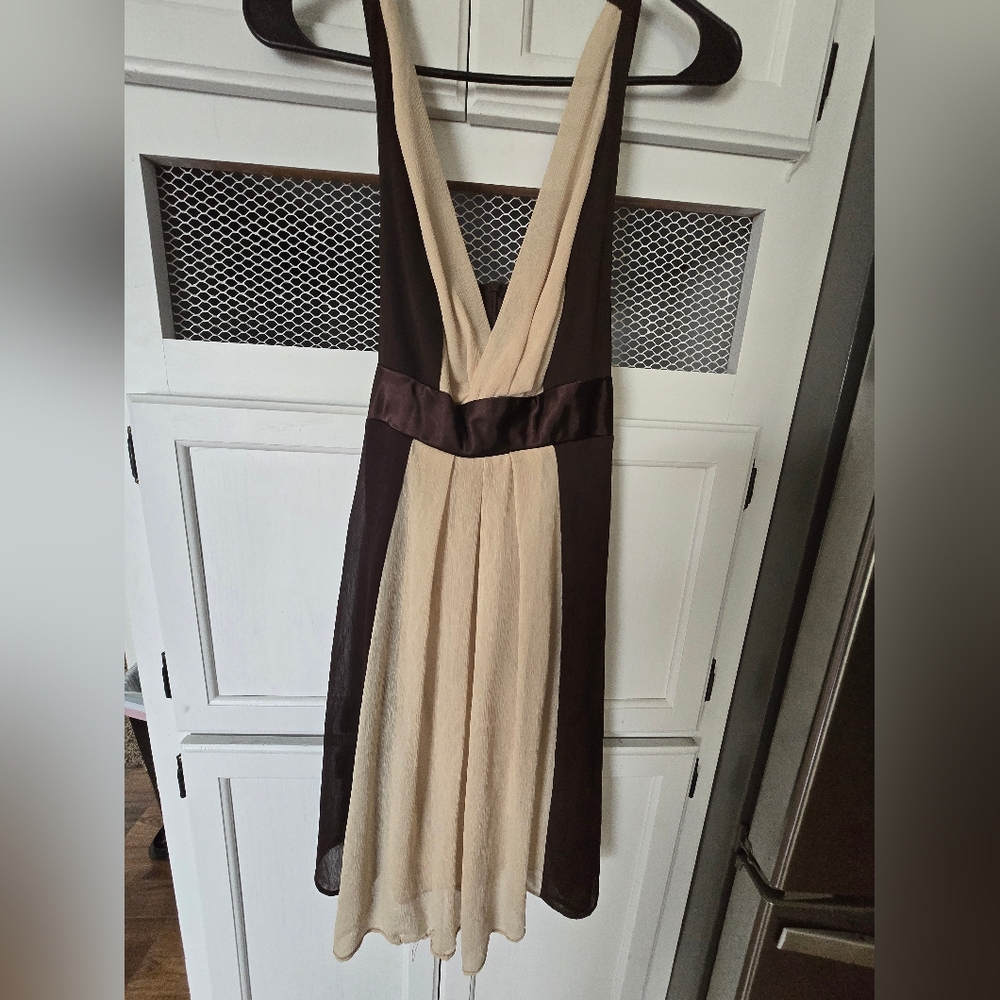 Mystic Backless Cream and Brown Dress